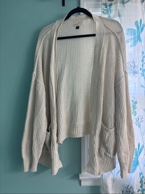 Universal Thread Cream Open-Front Waffle Knit Cardigan